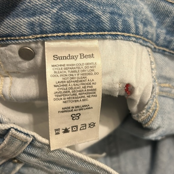 Aritzia Sunday Best High Rise Distressed Light Wash Straight Leg Jeans Size 0 - Picture 8 of 14